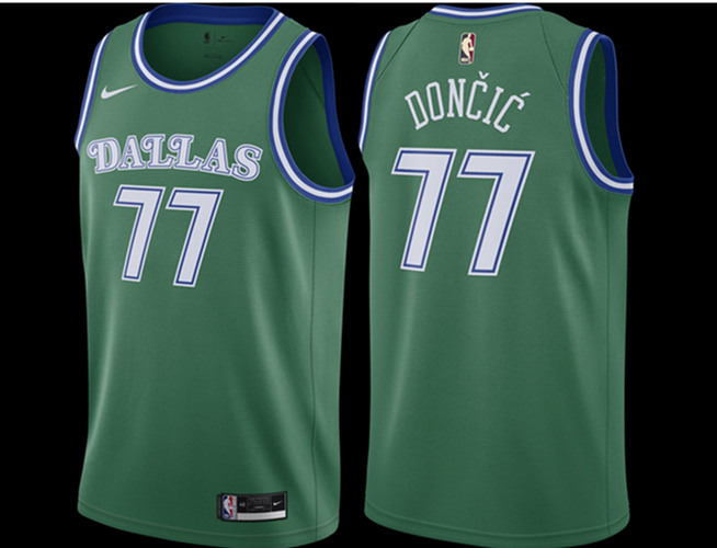 Men's Dallas Mavericks #77 Luka Doncic 20-21 Green NBA Stitched Jersey
